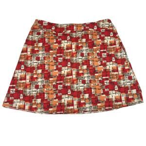 Liz Claiborne Red and Orange Patterned Skort